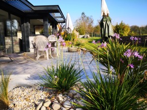 Création d&rsquo;une terrasse à Magny le Désert, Orne, réalisation Paysages Conseil