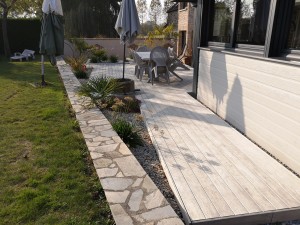 Création d&rsquo;une terrasse à Magny le Désert, Orne, réalisation Paysages Conseil