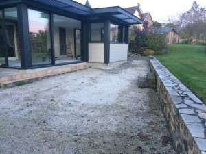 Création d&rsquo;une terrasse à Magny le Désert, Orne, réalisation Paysages Conseil