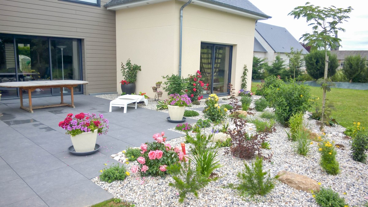 Aménagement de terrasse en grés cérame