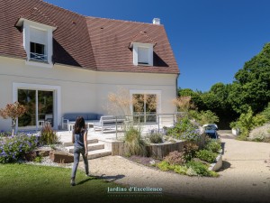 Une terrasse unique, Calvados, réalisation Paysages Conseil