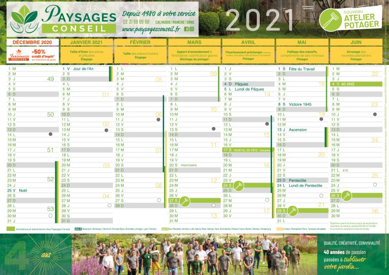Calendrier 2021 | Paysages Conseil