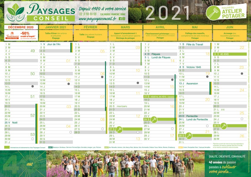 Calendrier 2021 | Paysages Conseil